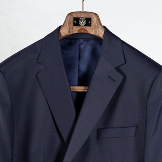 Lief Horsens Navy Wool Blend Suit - Wool, Polyester, Stretch, Tapered, Knit - View 7