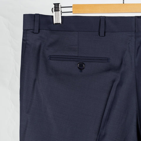 Lief Horsens Navy Wool Blend Suit - Wool, Polyester, Stretch, Tapered, Knit - View 14