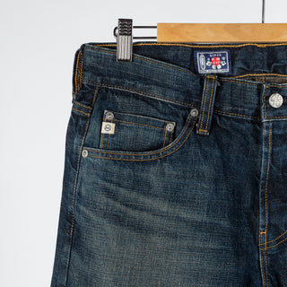 Tellis Selvage 15 Year Dome 12oz Denim - Navy, Cashmere, Denim, Leather, Slim Fit - Detail View