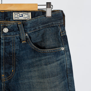 Tellis Selvage 15 Year Dome 12oz Denim - Navy, Cashmere, Denim, Leather, Slim Fit - Back View