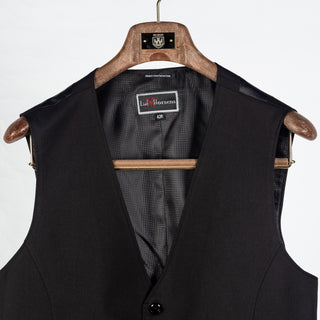 Lief Horsens Black Statin 6 Button Vest - Polyester, Viscose, Stretch, Satin - View 5