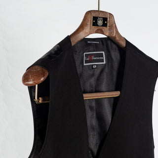 Lief Horsens Black Statin 6 Button Vest - Polyester, Viscose, Stretch, Satin - Detail View