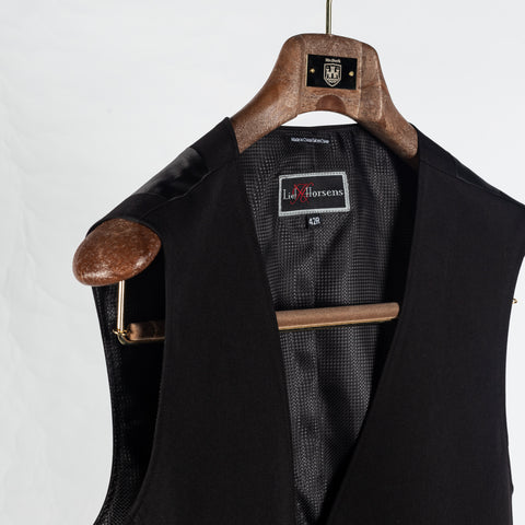 Lief Horsens Black Statin 6 Button Vest - Polyester, Viscose, Stretch, Satin - Detail View