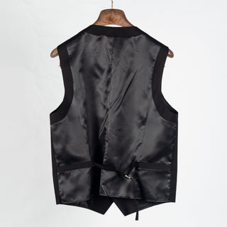 Lief Horsens Black Statin 6 Button Vest - Polyester, Viscose, Stretch, Satin - Back View