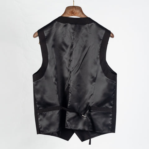 Lief Horsens Black Statin 6 Button Vest - Polyester, Viscose, Stretch, Satin - Back View