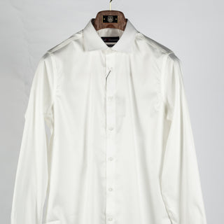 Lief Horsens Off White Stretch Dress Shirt - Navy, Cotton, Stretch - View 6