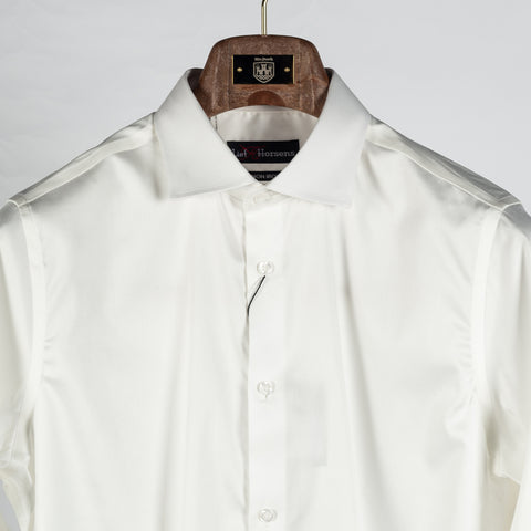 Lief Horsens Off White Stretch Dress Shirt - Navy, Cotton, Stretch - View 7