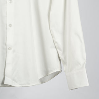 Lief Horsens Off White Stretch Dress Shirt - Navy, Cotton, Stretch - Back View