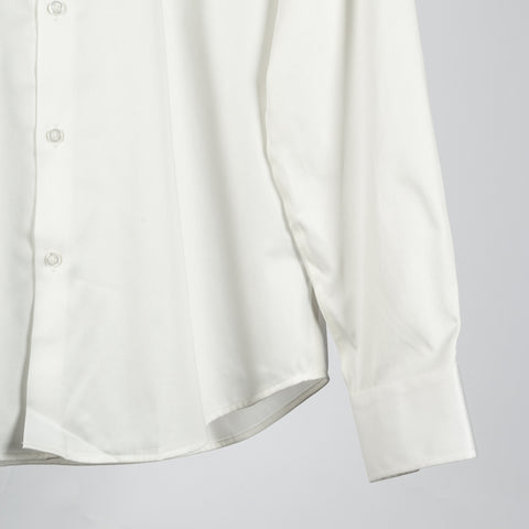 Lief Horsens Off White Stretch Dress Shirt - Navy, Cotton, Stretch - Back View