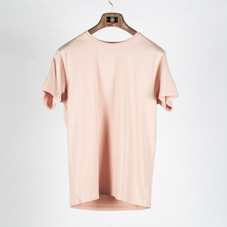 PYA Light Pink Seasonal SS26 Iconic T-Shirt - Tan, Cotton, Silk, Pima Cotton, Slim Fit, Made In Peru