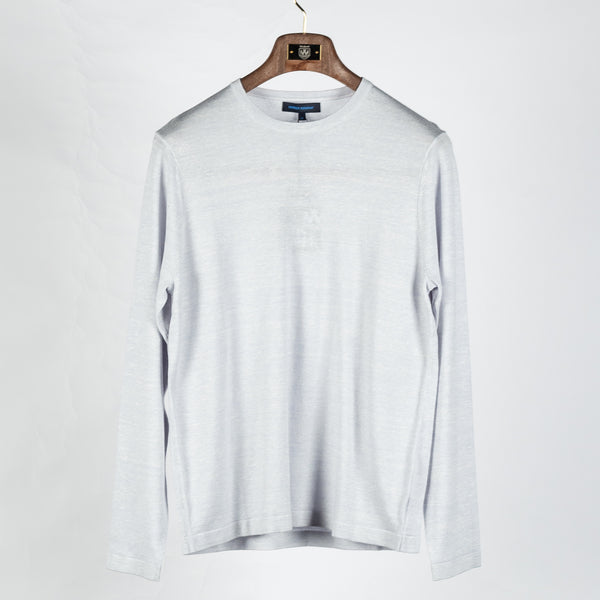 Light Grey Wool Linen Blend Crewneck Sweater