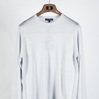 PYA Light Grey Wool Linen Blend Crewneck Sweater - Wool, Linen, Merino, Regular Fit, Knit - View 6