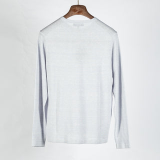 PYA Light Grey Wool Linen Blend Crewneck Sweater - Wool, Linen, Merino, Regular Fit, Knit - View 5