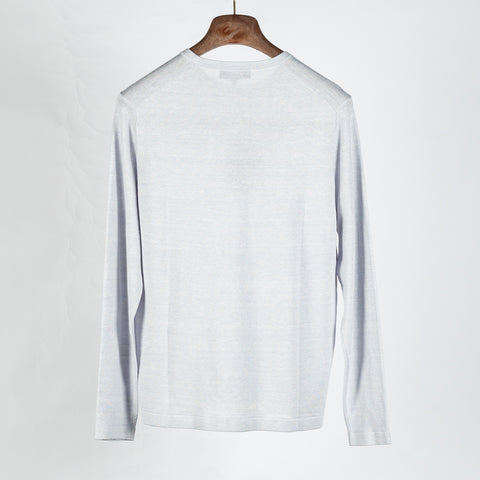 PYA Light Grey Wool Linen Blend Crewneck Sweater - Wool, Linen, Merino, Regular Fit, Knit - View 5