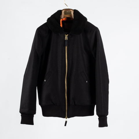 Dehen Black Flyer's Club Jacket w/ Mouton Collar - Mr.Derk