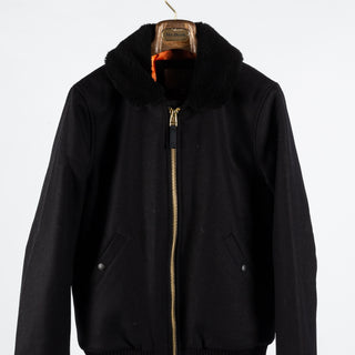 Dehen 1920 Dehen Black Flyer's Club Jacket w/ Mouton Collar 8