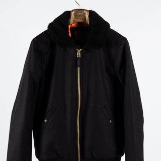 Dehen Black Flyer's Club Jacket w/ Mouton Collar - Mr.Derk