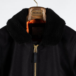 Dehen Black Flyer's Club Jacket w/ Mouton Collar - Mr.Derk