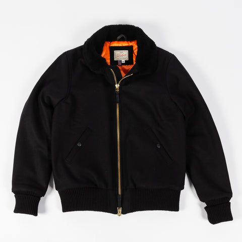 Dehen 1920 Dehen Black Flyer's Club Jacket w/ Mouton Collar 12