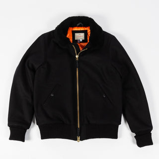 Dehen Black Flyer's Club Jacket w/ Mouton Collar - Mr.Derk
