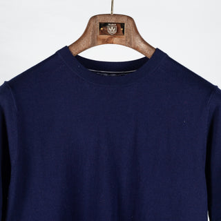 PYA Navy Cotton-Cashmere Blend Knit T-Shirt - Red, Cotton, Cashmere, Denim, Regular Fit - View 6