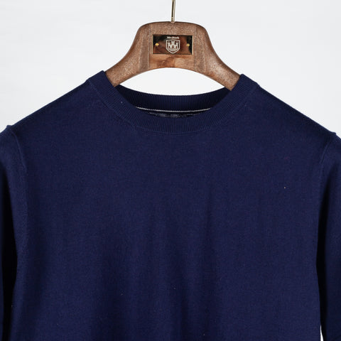PYA Navy Cotton-Cashmere Blend Knit T-Shirt - Red, Cotton, Cashmere, Denim, Regular Fit - View 6
