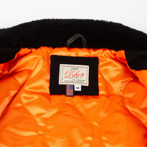 Dehen Black Flyer's Club Jacket w/ Mouton Collar - Mr.Derk