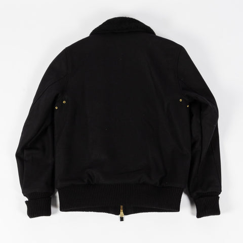 Dehen Black Flyer's Club Jacket w/ Mouton Collar - Mr.Derk