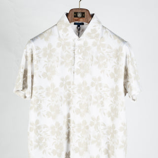 PYA Tan Hawaiian Floral Print Stretch Polo - Cotton, Pima Cotton, Peruvian Pima, Regular Fit, Made In Peru - View 5