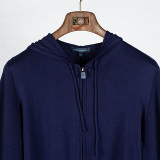 PYA Navy Cotton Cashmere Blend Knit Hoodie - Cotton, Cashmere, Nylon, Regular Fit - View 7