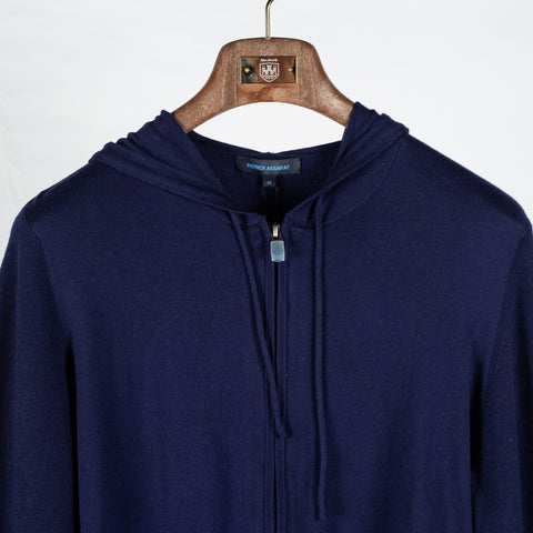 PYA Navy Cotton Cashmere Blend Knit Hoodie - Cotton, Cashmere, Nylon, Regular Fit - View 7