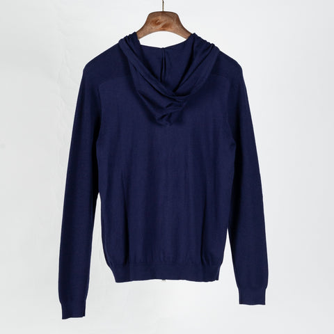 PYA Navy Cotton Cashmere Blend Knit Hoodie - Cotton, Cashmere, Nylon, Regular Fit - View 5