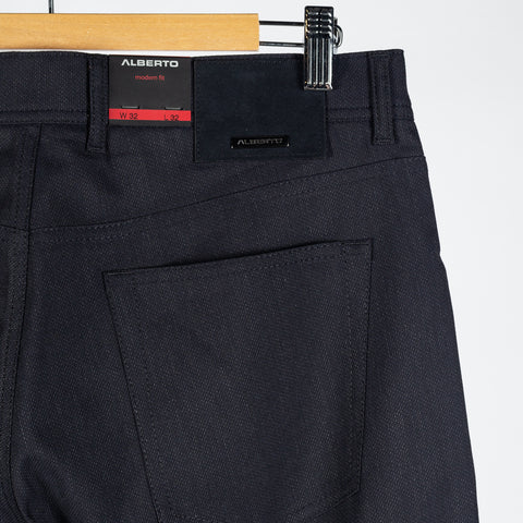 Alberto Navy Two Tone Stone 1942 Ceramica Trousers - Polyester, Viscose, Stretch, Slim Fit - View 7