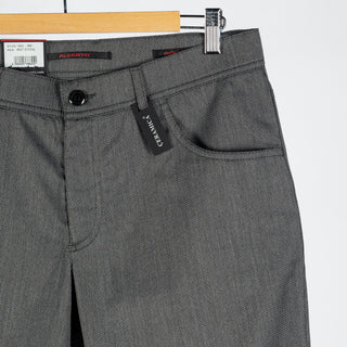 Alberto Charcoal Two Tone Stone 1942 Ceramica Trousers - Polyester, Viscose, Stretch - Back View