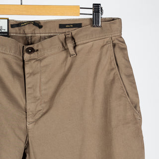 Alberto Light Brown 1582 Rob Chinos - Cotton, Stretch, Slim Fit, Knit - Back View