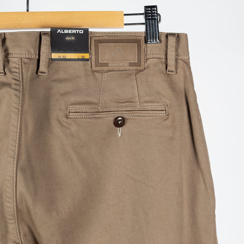Alberto Light Brown 1582 Rob Chinos - Cotton, Stretch, Slim Fit, Knit - View 7