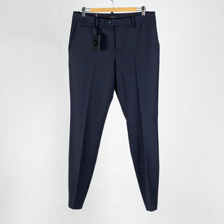 Alberto Navy Stretch 1550 Steve Chinos - Wool, Polyester, Stretch, Tapered, Knit