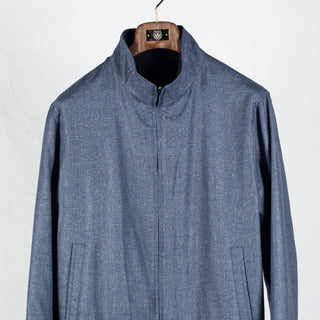 Waterville Textured Wool-Silk Reversible Bomber Jacket - Navy, Wool, Silk, Polyester, Made In Italy - View 6