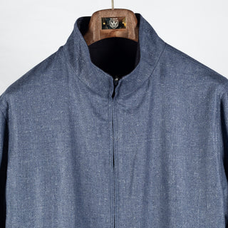Waterville Textured Wool-Silk Reversible Bomber Jacket - Navy, Wool, Silk, Polyester, Made In Italy - View 7