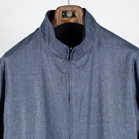 Waterville Textured Wool-Silk Reversible Bomber Jacket - Navy, Wool, Silk, Polyester, Made In Italy - View 7