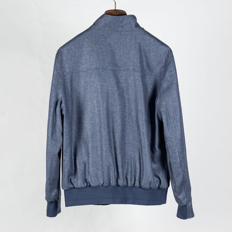 Waterville Textured Wool-Silk Reversible Bomber Jacket - Navy, Wool, Silk, Polyester, Made In Italy - View 5