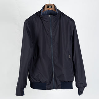 Waterville Textured Wool-Silk Reversible Bomber Jacket - Navy, Wool, Silk, Polyester, Made In Italy - View 9