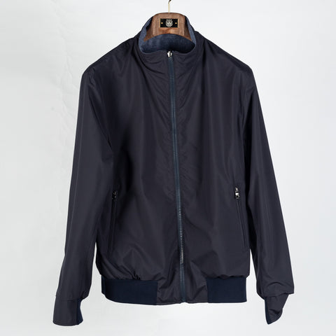 Waterville Textured Wool-Silk Reversible Bomber Jacket - Navy, Wool, Silk, Polyester, Made In Italy - View 9
