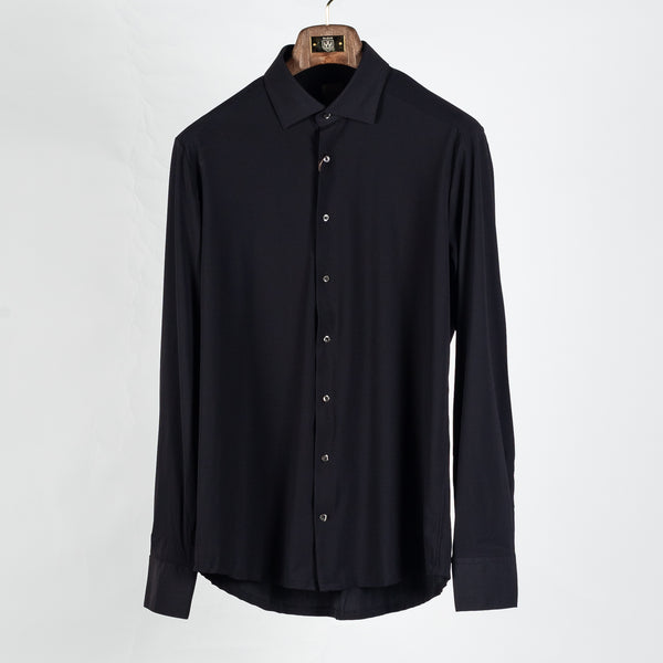 Textured Black Active Stretch Dress Shirt