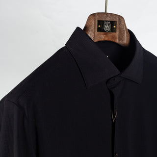Stenstrom Textured Black Active Stretch Dress Shirt - Stretch - Detail View