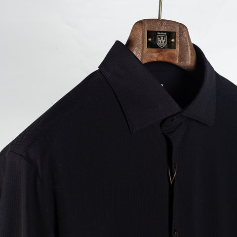 Stenstrom Textured Black Active Stretch Dress Shirt - Stretch - Detail View