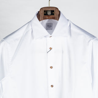 Stenstrom White Twill Dress Shirt - Cotton, Twill, Regular Fit - View 7