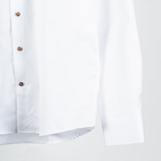 Stenstrom White Twill Dress Shirt - Cotton, Twill, Regular Fit - Back View