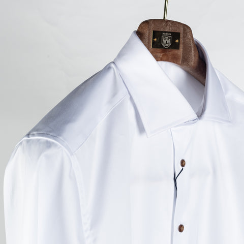 Stenstrom White Twill Dress Shirt - Cotton, Twill, Regular Fit - Detail View