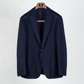 Fradi Navy Slack Linen Cotton Blazer - Wool, Cotton, Linen